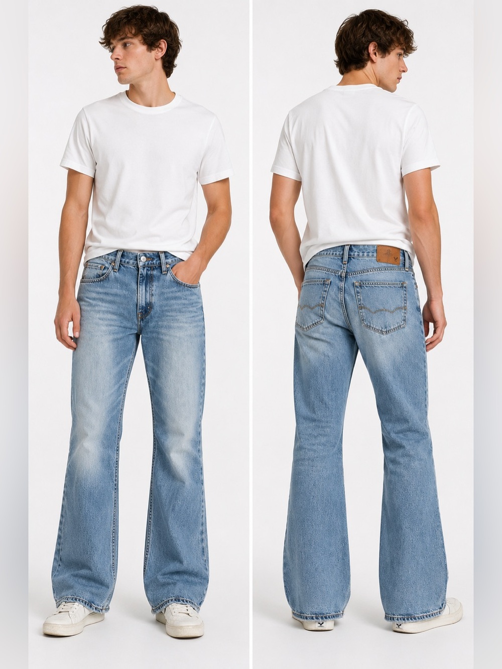 Men’s American Eagle Y2K Bootcut Jeans Light Wash Denim Vintage 2000s